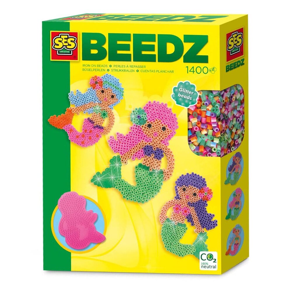 New in Box SES  Iron on Glitter Beads Beedz  Mermaid 1400 Pcs For Age 5+